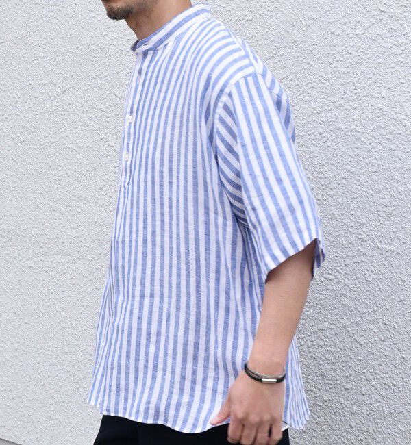 SHIPS any「SHIPS any: ピュアリネン バンド スキッパー ハーフスリーブ プルオーバー シャツ 25SS◇」|シャツ・ブラウス|