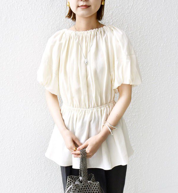 SHIPS for women「【WEB限定】〈洗濯機可能〉麻混 2WAY オフショルダー ブラウス」|シャツ・ブラウス|オフホワイト