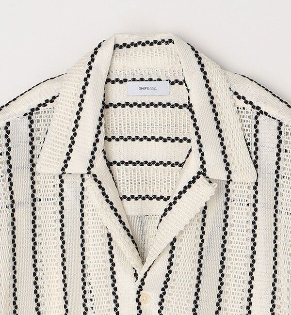 SHIPS any「SHIPS any: マルチパターン オープンカラー メッシュ シアー シャツ◇」|シャツ・ブラウス|