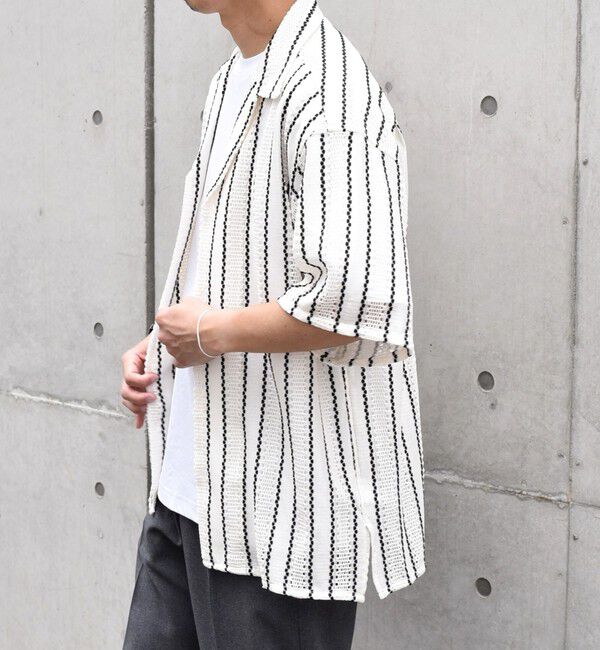 SHIPS any「SHIPS any: マルチパターン オープンカラー メッシュ シアー シャツ◇」|シャツ・ブラウス|