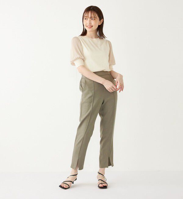 SHIPS Colors 「SHIPS Colors:〈手洗い可能〉プリーツ コンビ 5分袖 ニット◇」|ニット・セーター|