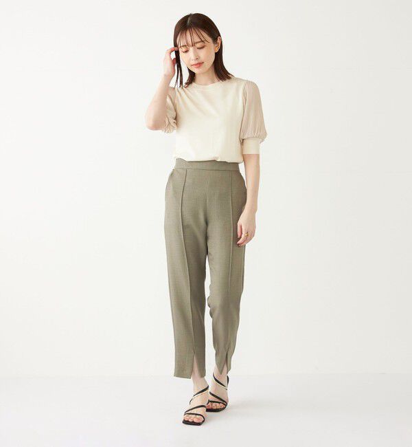 SHIPS Colors 「SHIPS Colors:〈手洗い可能〉プリーツ コンビ 5分袖 ニット◇」|ニット・セーター|