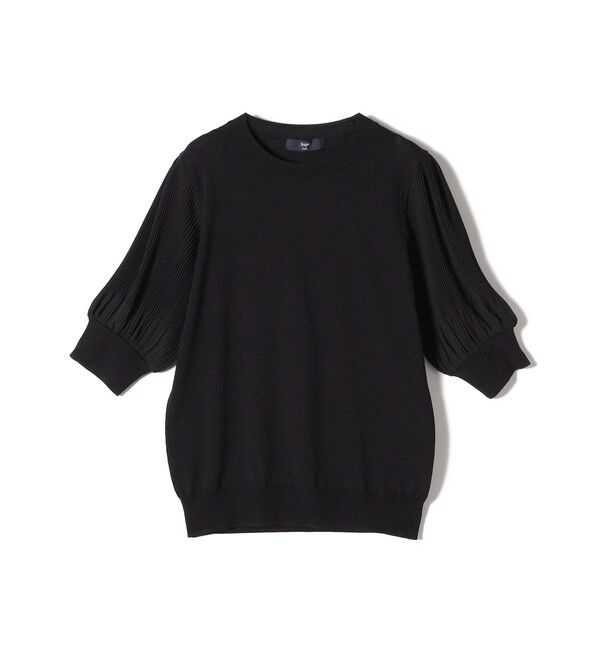 SHIPS Colors 「SHIPS Colors:〈手洗い可能〉プリーツ コンビ 5分袖 ニット◇」|ニット・セーター|