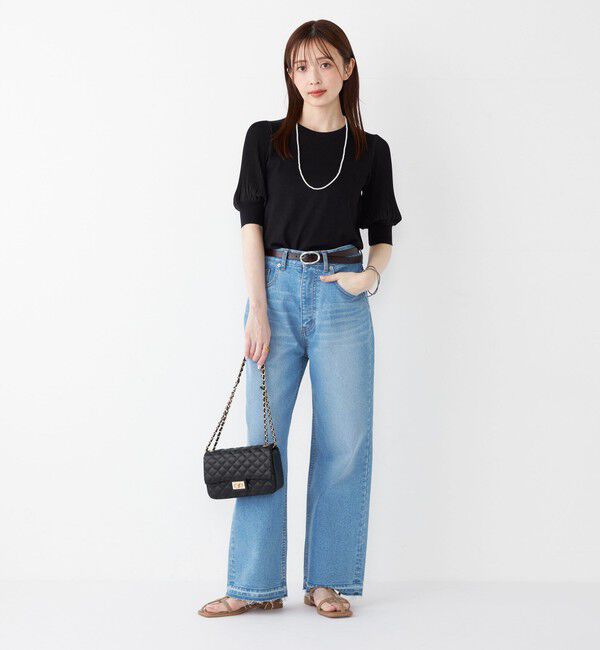 SHIPS Colors 「SHIPS Colors:〈手洗い可能〉プリーツ コンビ 5分袖 ニット◇」|ニット・セーター|