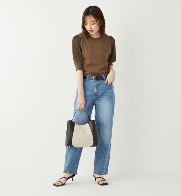 SHIPS Colors 「SHIPS Colors:〈手洗い可能〉プリーツ コンビ 5分袖 ニット◇」|ニット・セーター|