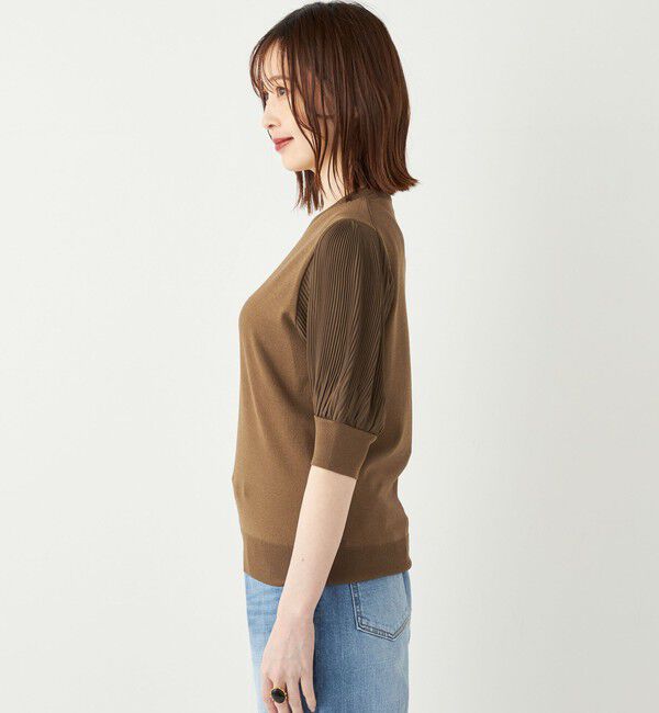 SHIPS Colors 「SHIPS Colors:〈手洗い可能〉プリーツ コンビ 5分袖 ニット◇」|ニット・セーター|