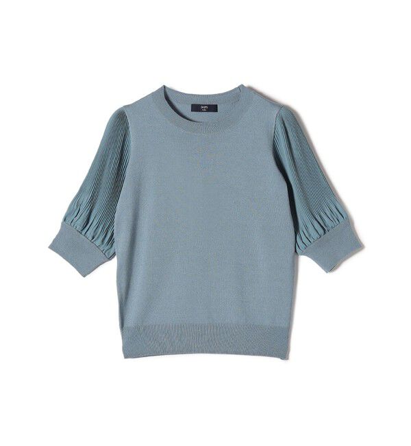 SHIPS Colors 「SHIPS Colors:〈手洗い可能〉プリーツ コンビ 5分袖 ニット◇」|ニット・セーター|