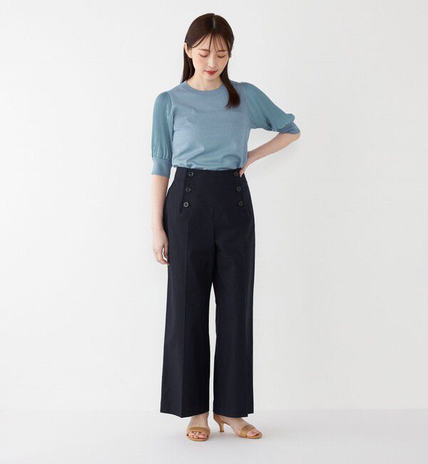 SHIPS Colors 「SHIPS Colors:〈手洗い可能〉プリーツ コンビ 5分袖 ニット◇」|ニット・セーター|