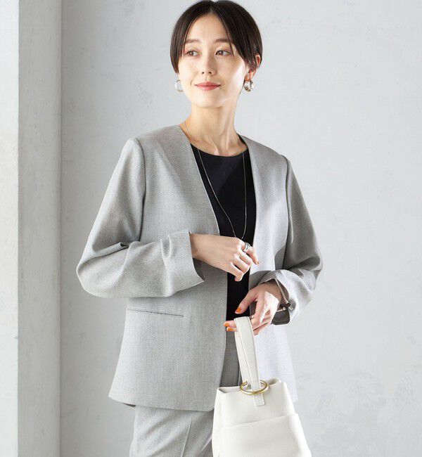 SHIPS for women「〈接触冷感/手洗い可能〉トリアセテート混 ノーラペル ジャケット（セットアップ対応）◇」|その他|