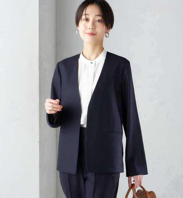 SHIPS for women「〈接触冷感/手洗い可能〉トリアセテート混 ノーラペル ジャケット（セットアップ対応）◇」|その他|