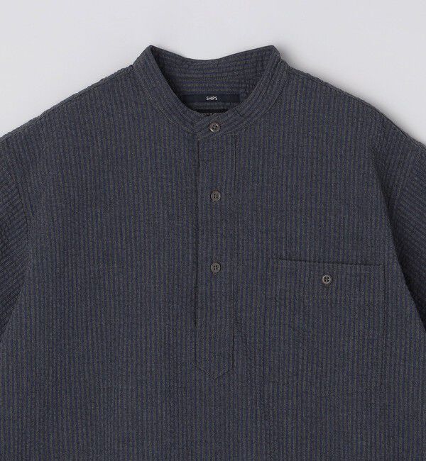 SHIPS「SHIPS: シアサッカー プルオーバー バンドカラー ショートスリーブ シャツ」|シャツ・ブラウス|