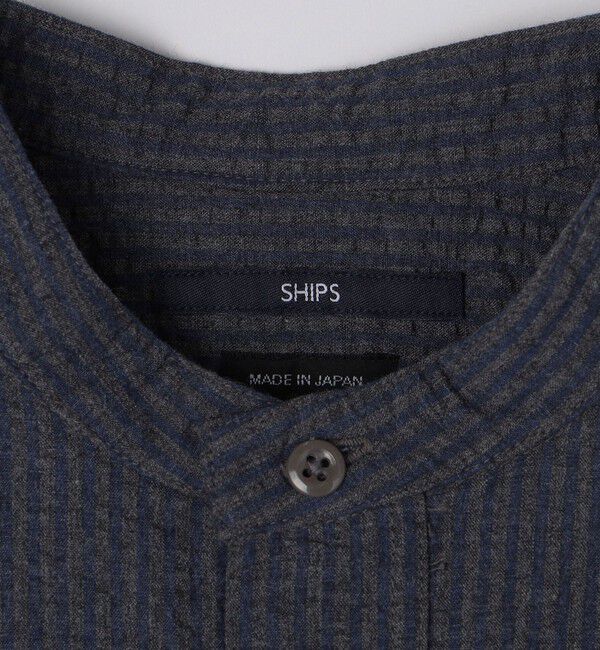 SHIPS「SHIPS: シアサッカー プルオーバー バンドカラー ショートスリーブ シャツ」|シャツ・ブラウス|