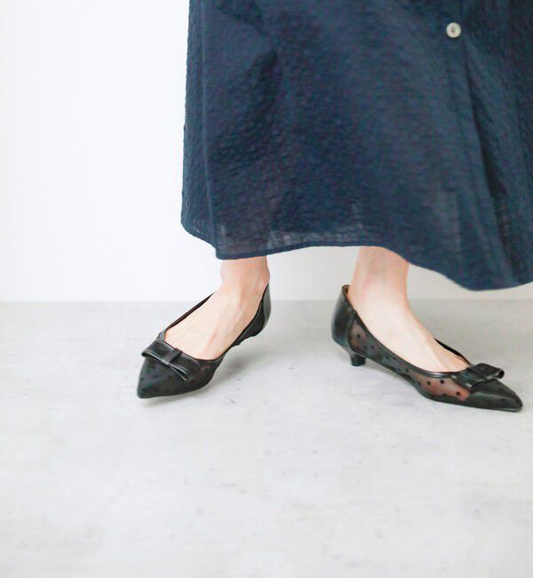 quaranciel「quaranciel: シアー ドット リボン ポインテッド パンプス」|パンプス|