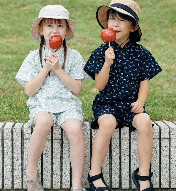 SHIPS KIDS「【WEB限定】SHIPS KIDS:100～130cm / 花柄/トンボ柄 甚平」|その他|ネイビー