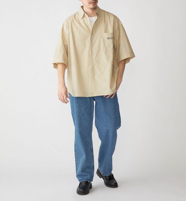 SHIPS「SHIPS: ストライプ ブロード レギュラーカラー ショートスリーブ オーバー シャツ」|シャツ・ブラウス|
