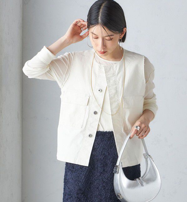 SHIPS for women「〈手洗い可能〉ミリタリー ショート ジレ」|ベスト・ジレ|