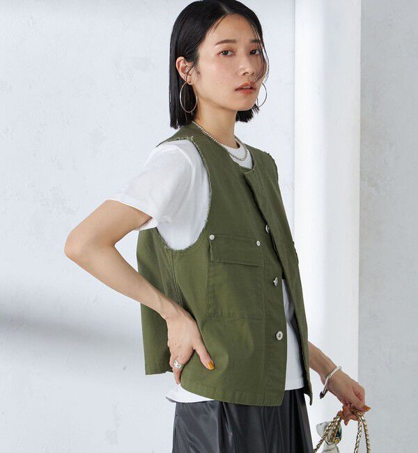SHIPS for women「〈手洗い可能〉ミリタリー ショート ジレ」|ベスト・ジレ|