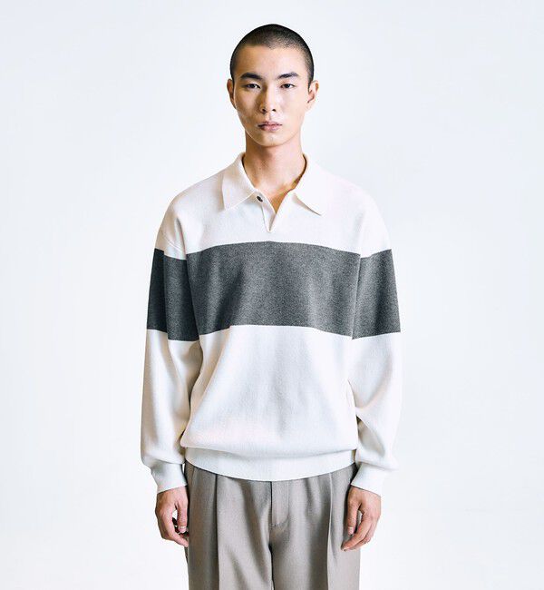 SHIPS「City Ambient Products:〈手洗い可能〉リラックス 1ボタン ニットポロシャツ」|ニット・セーター|