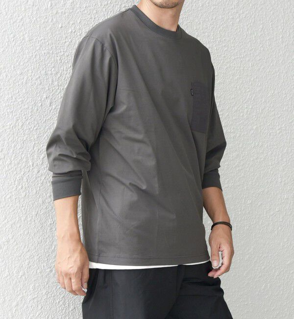 SHIPS any「【WEB限定】SHIPS any: 〈撥水加工〉Teflon EcoElite(TM) ナイロンポケット Tシャツ (ロンT)◇」|Tシャツ・カットソー|