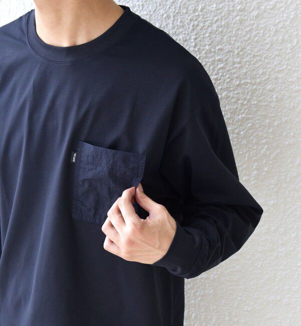 SHIPS any「【WEB限定】SHIPS any: 〈撥水加工〉Teflon EcoElite(TM) ナイロンポケット Tシャツ (ロンT)◇」|Tシャツ・カットソー|ネイビー