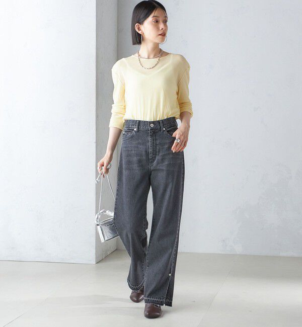 SHIPS for women「〈洗濯機可能〉サイド スリット ストレート デニム」|デニム|