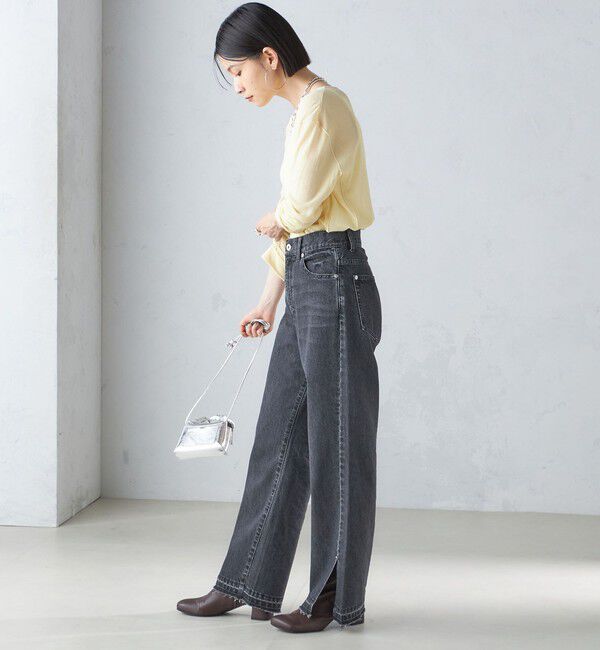SHIPS for women「〈洗濯機可能〉サイド スリット ストレート デニム」|デニム|
