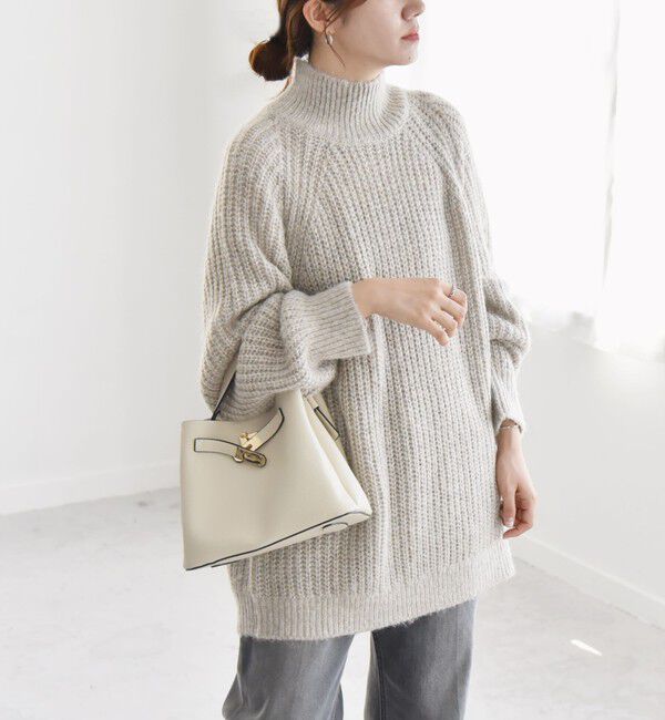 quaranciel「quaranciel:〈手洗い可能〉ラメ リリヤーン タートルネック ニット」|ニット・セーター|ベージュ