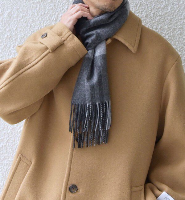 SHIPS any「SHIPS any: サープラスヤーン ウール カシミヤ チェック マフラー◇」|マフラー|ブラック