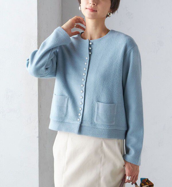 SHIPS for women「〈手洗い可能〉パール モチーフ ボタン ジャッカル カーディガン」|カーディガン|サックスブルー