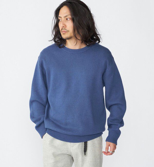 SHIPS「SHIPS:〈手洗い可能〉コットン カシミヤ 単色 クルーネック ニット」|ニット・セーター|ブルー系