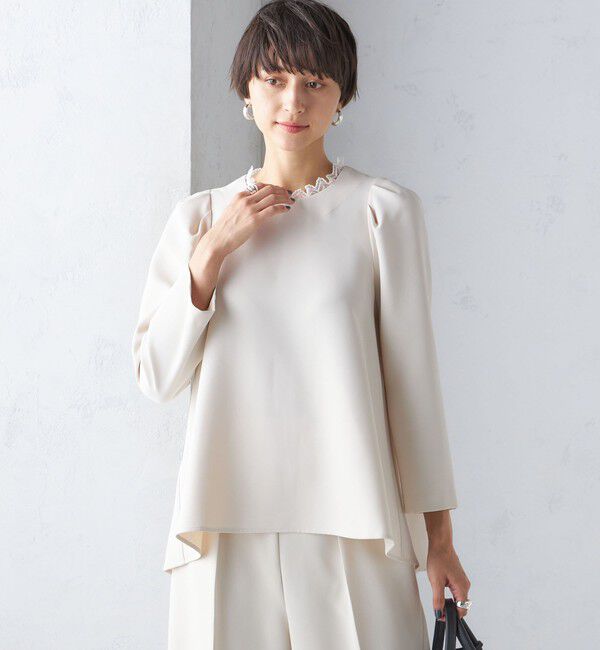 SHIPS for women「〈セレモニー対応可〉troisiemeCHACO:レース 襟 ブラウス（セットアップ対応）」|シャツ・ブラウス|