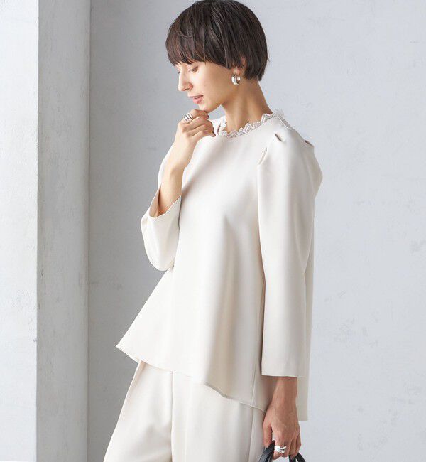 SHIPS for women「〈セレモニー対応可〉troisiemeCHACO:レース 襟 ブラウス（セットアップ対応）」|シャツ・ブラウス|