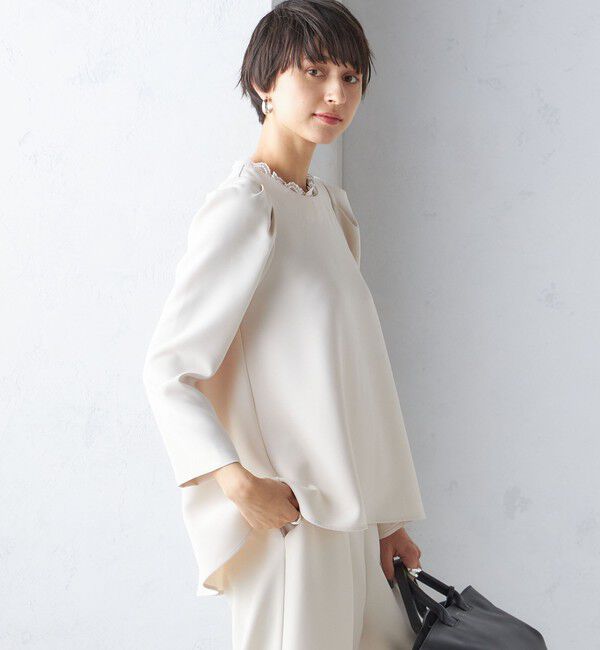 SHIPS for women「〈セレモニー対応可〉troisiemeCHACO:レース 襟 ブラウス（セットアップ対応）」|シャツ・ブラウス|