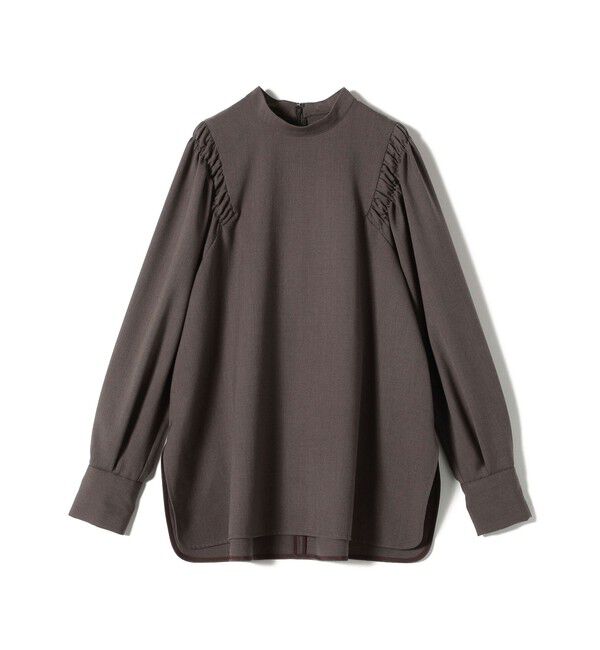 SHIPS for women「〈手洗い可能〉ウール混 スタンドカラー 袖 シャーリング ブラウス」|シャツ・ブラウス|