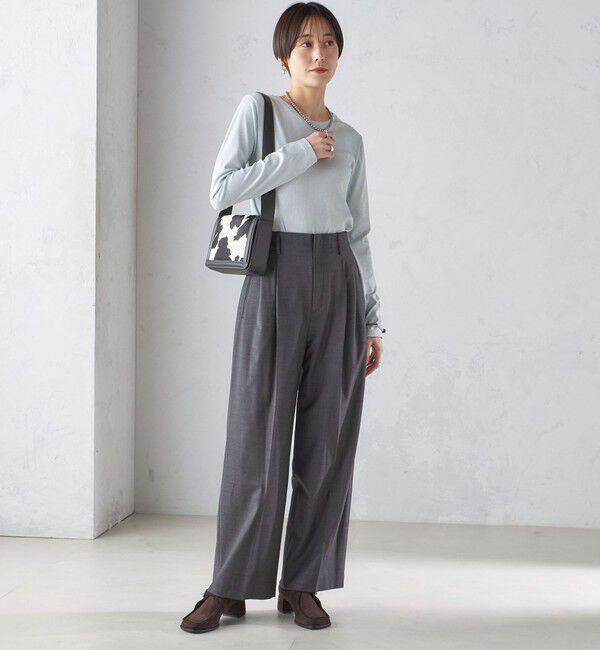 SHIPS for women「〈洗濯機可能〉シャイニー ストレッチ クルーネック カットソー」|Tシャツ・カットソー|