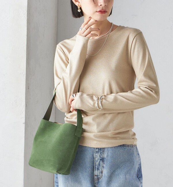 SHIPS for women「〈洗濯機可能〉シャイニー ストレッチ クルーネック カットソー」|Tシャツ・カットソー|ゴールド