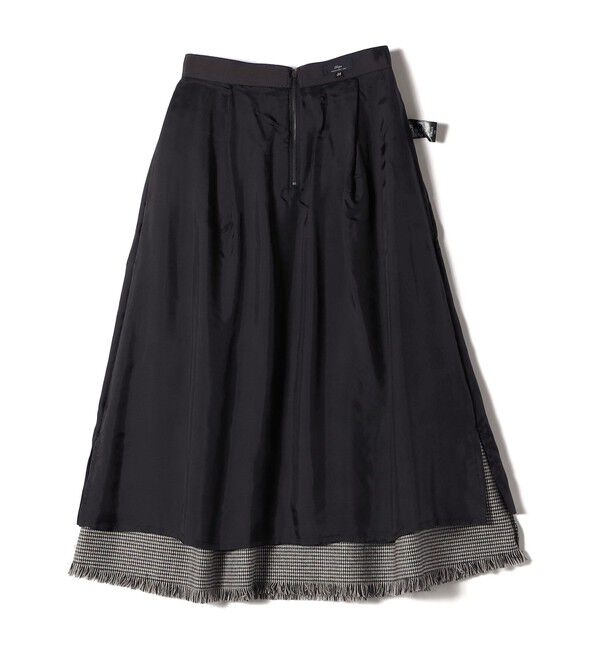 SHIPS for women「SHIPS Primary Navy Label:裾 フリンジ 千鳥 フレア スカート」|スカート|