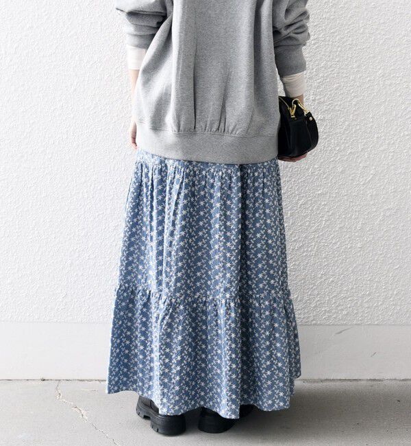 SHIPS any「SHIPS any:〈洗濯機可能〉エンブロイダリー シャンブレー ティアード スカート」|スカート|