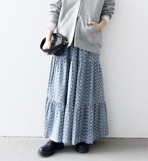 SHIPS any「SHIPS any:〈洗濯機可能〉エンブロイダリー シャンブレー ティアード スカート」|スカート|