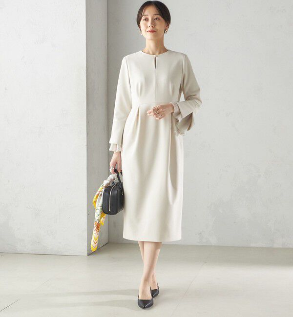 SHIPS for women「重ね着 デザイン ダブル クロス ワンピース（セレモニー対応可）」|ワンピース|