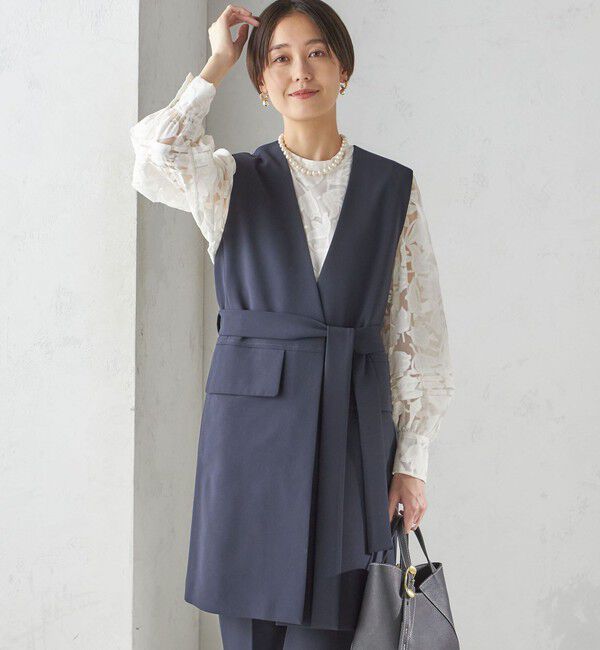 SHIPS for women「〈手洗い可能〉トリアセテート混 ロング ジレ（セットアップ対応可）」|ベスト・ジレ|