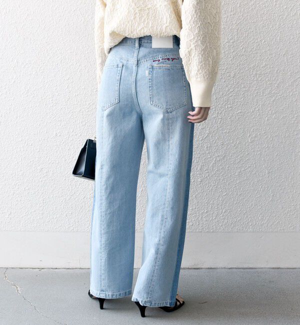 SHIPS any「SHIPS any:〈洗濯機可能〉サイドライン ストレート ワイド デニム パンツ［SHIPS any DENIM］」|デニム|