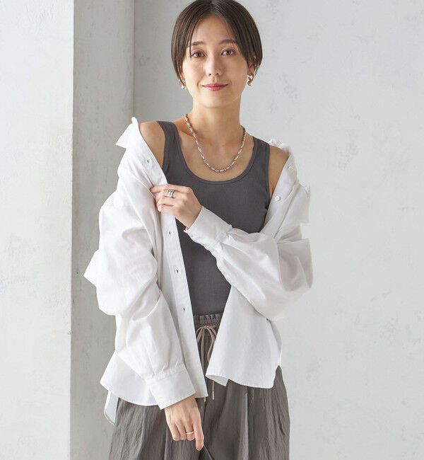 SHIPS for women「《一部追加予約》オーガニック コットン 2WAY リブ タンクトップ」|タンクトップ|