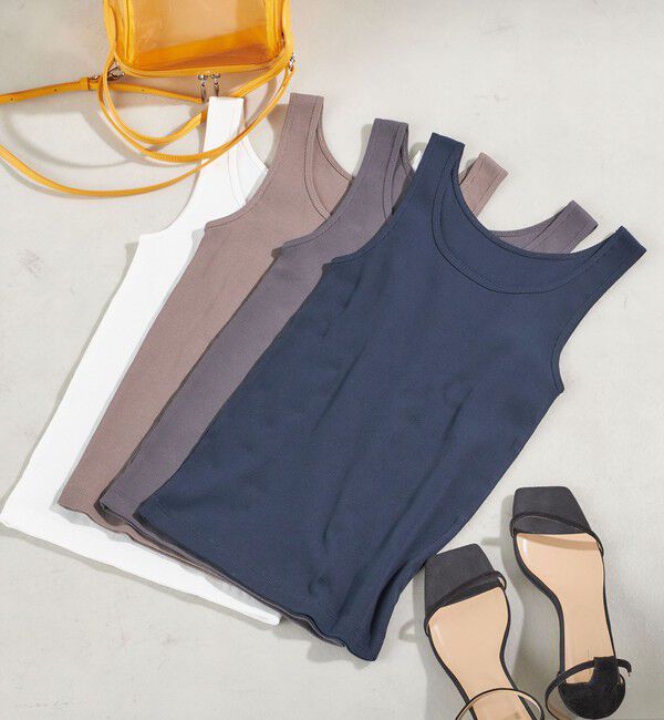 SHIPS for women「《一部追加予約》オーガニック コットン 2WAY リブ タンクトップ」|タンクトップ|ネイビー