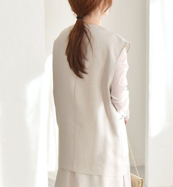 quaranciel「quaranciel:〈洗濯機可能〉Vネック ジレ＆フレア スカート セットアップ」|フレア|