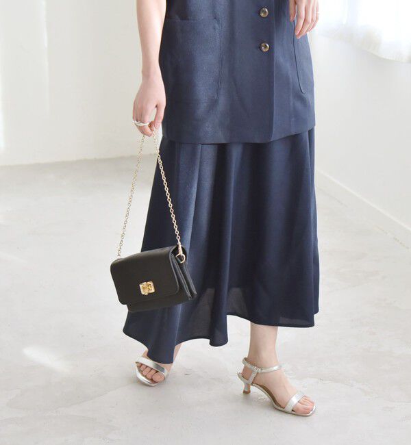 quaranciel「quaranciel:〈洗濯機可能〉Vネック ジレ＆フレア スカート セットアップ」|フレア|