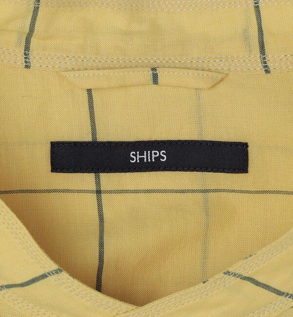 SHIPS「SHIPS: コットン シルク ペールチェック バンドカラー ロングスリーブ シャツ」|シャツ・ブラウス|