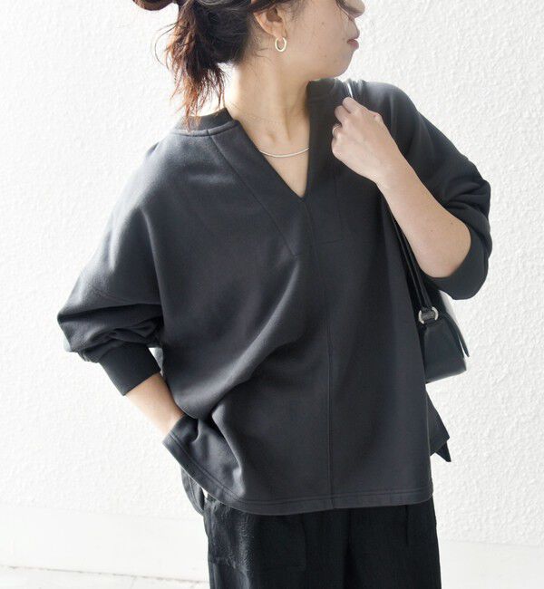 SHIPS any「《追加予約》【WEB限定】SHIPS any:〈洗濯機可能〉USAコットン 裏毛 スキッパー ルーズ スウェット」|スウェット・ジャージ|グレー