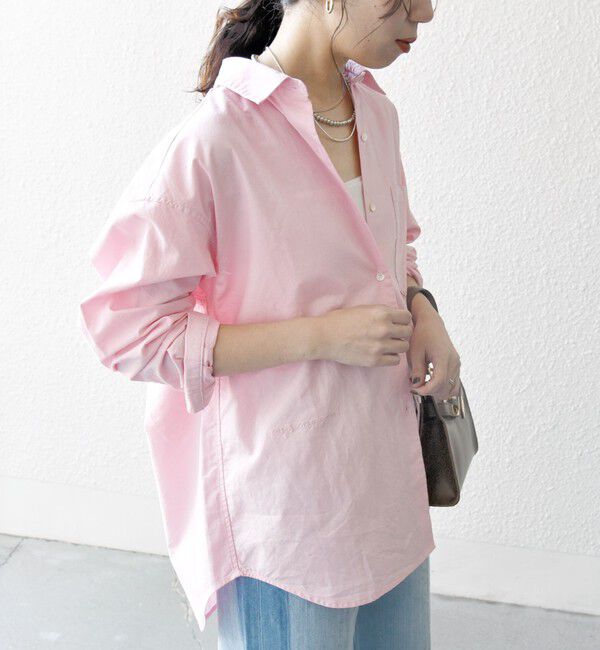 SHIPS any「SHIPS any:〈洗濯機可能〉コットン レギュラーカラー 刺繍 シャツ」|シャツ・ブラウス|ピンク
