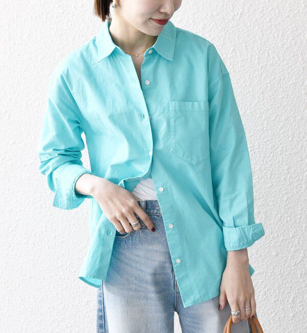 SHIPS any「SHIPS any:〈洗濯機可能〉コットン レギュラーカラー 刺繍 シャツ」|シャツ・ブラウス|